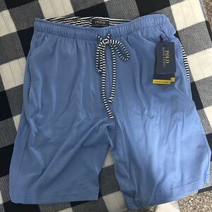 Ralph Lauren Light Blue Shorts with Striped Drawstring